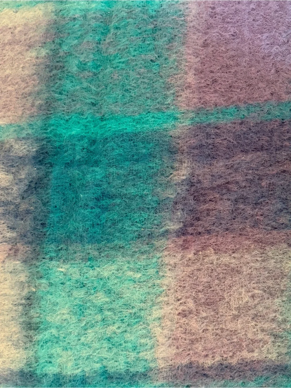 AVOCA (Ireland)Soft Plaid Mohair/wool Throw Blanket in Teal & Lavender